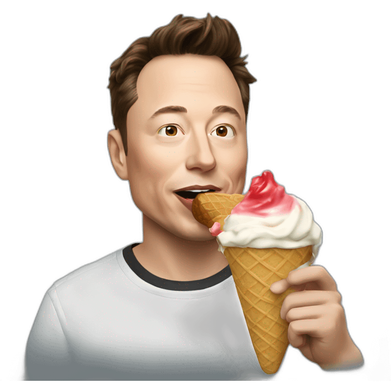 Elon musk eating an ice cream, emoji emoji