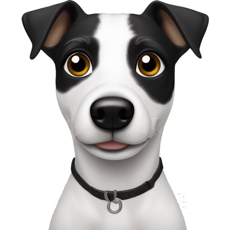 solid white jack russell with solid black eyes  emoji