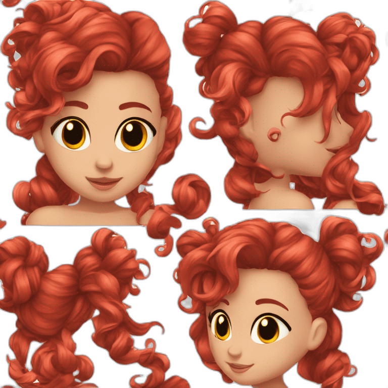 bebé con pelo rizado con mechas rojas emoji