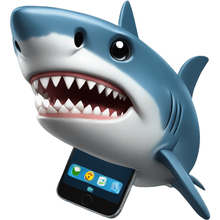 Shark on a cellphone emoji