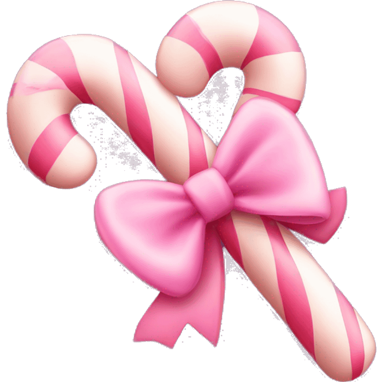 A light pink candy cane, with pink bowknot on it emoji