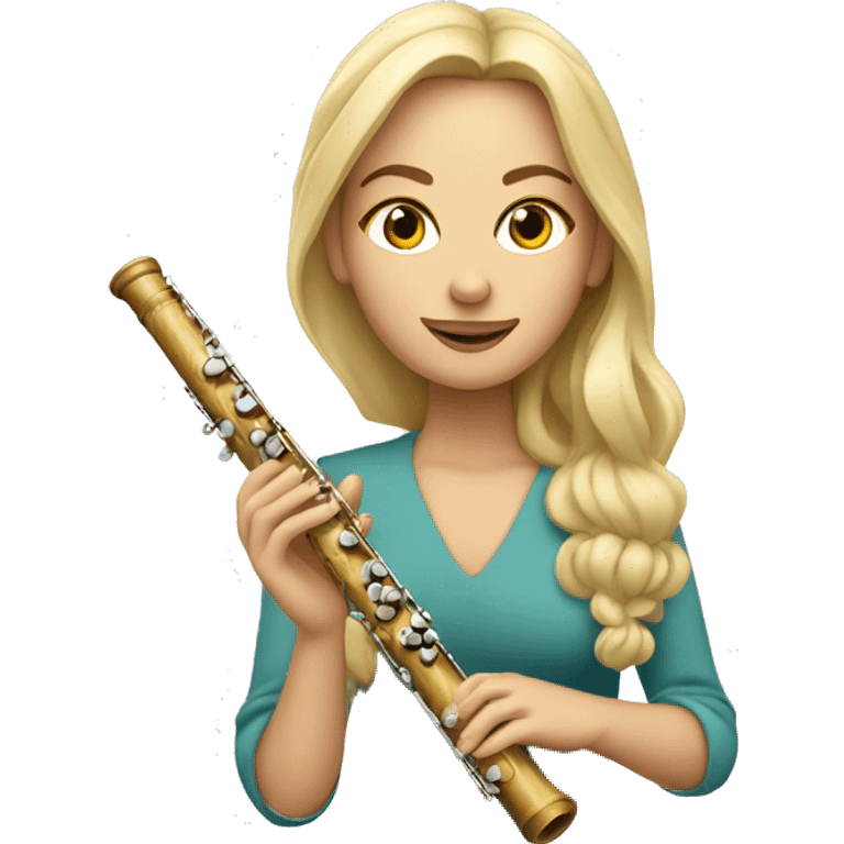 une joueuse de flute traversière avec cheveux blonds emoji