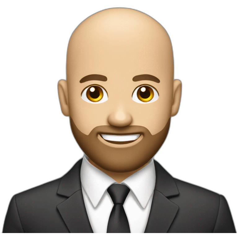 handsome bald man in a business suit with beard emoji