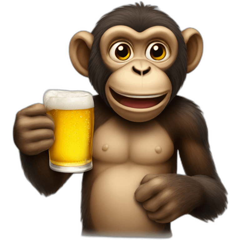 The monkey is holding a glass of beer in his hands emoji