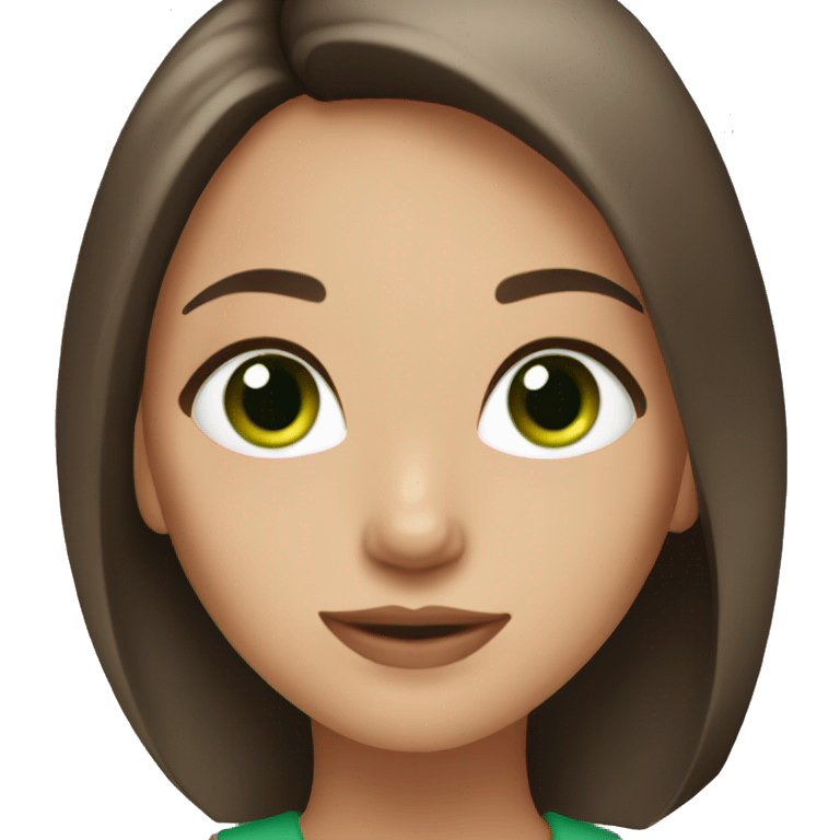 girl with green eyes, bob haircut, brown hair, very beautiful emoji