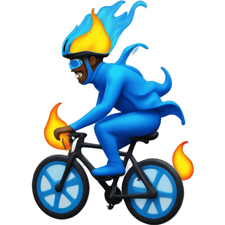 cyclist with huge blue flames emoji