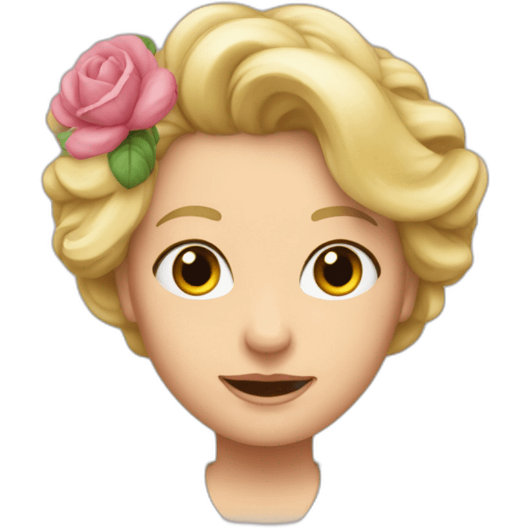 Une grand-mère avec des cheveux blonds et une chemise avec des fleurs emoji