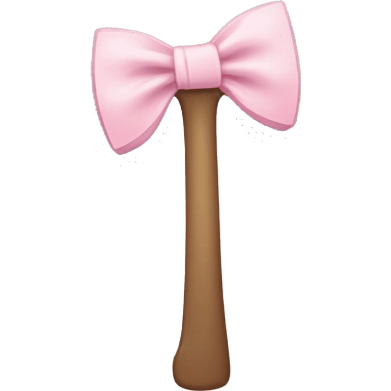 axe with a pale pink bow tied on the stick emoji