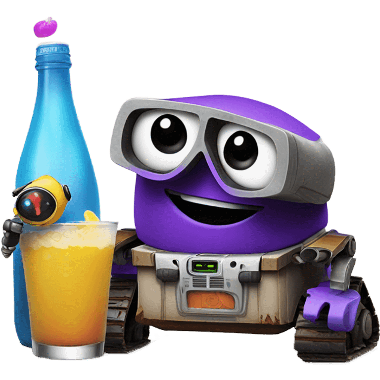 grimace getting drunk with wall-e emoji