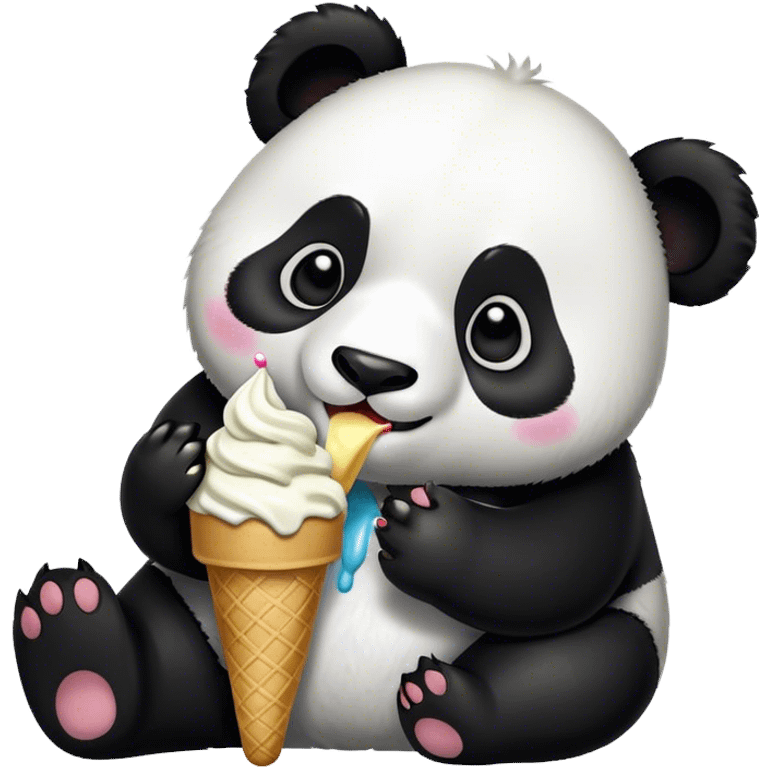 Panda eating ice cream emoji