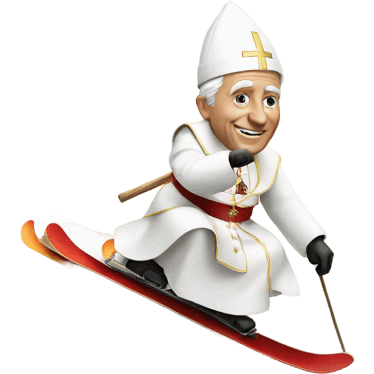 Pope skiing down hill emoji