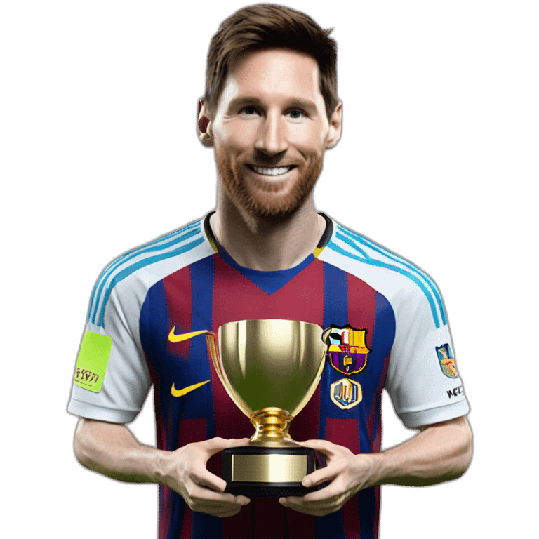 Messi avec le trophée du meilleur gardien  emoji