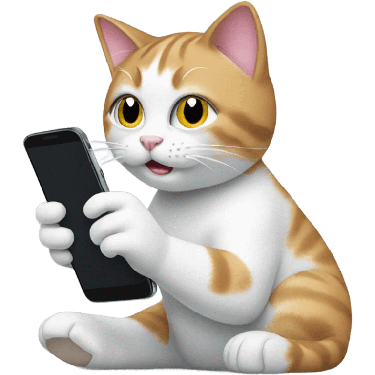 Cat using a smart phone emoji