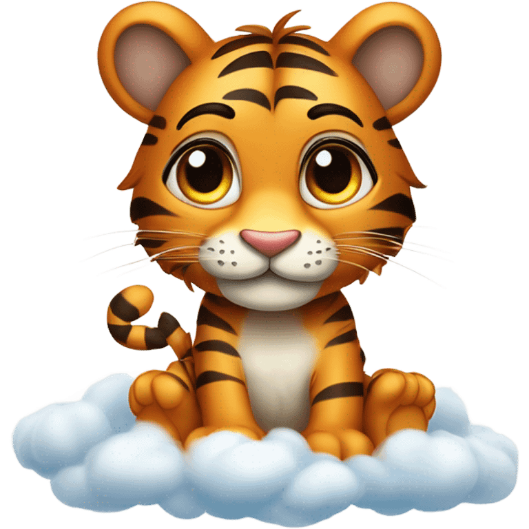 Cute tiger sitting on a cloud emoji