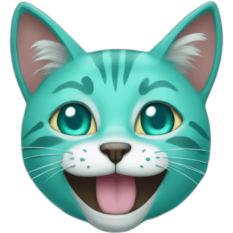 Turquoise cat smile emoji