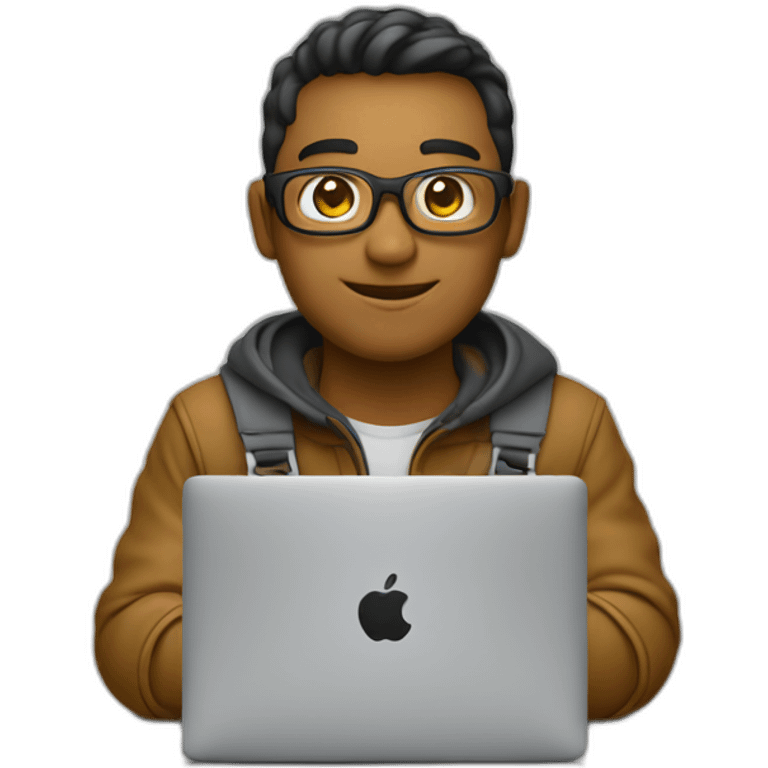 Developer with jumper coding on a macbook emoji