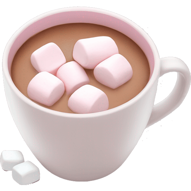 Light Pink mug of hot chocolate with marshmallows  emoji