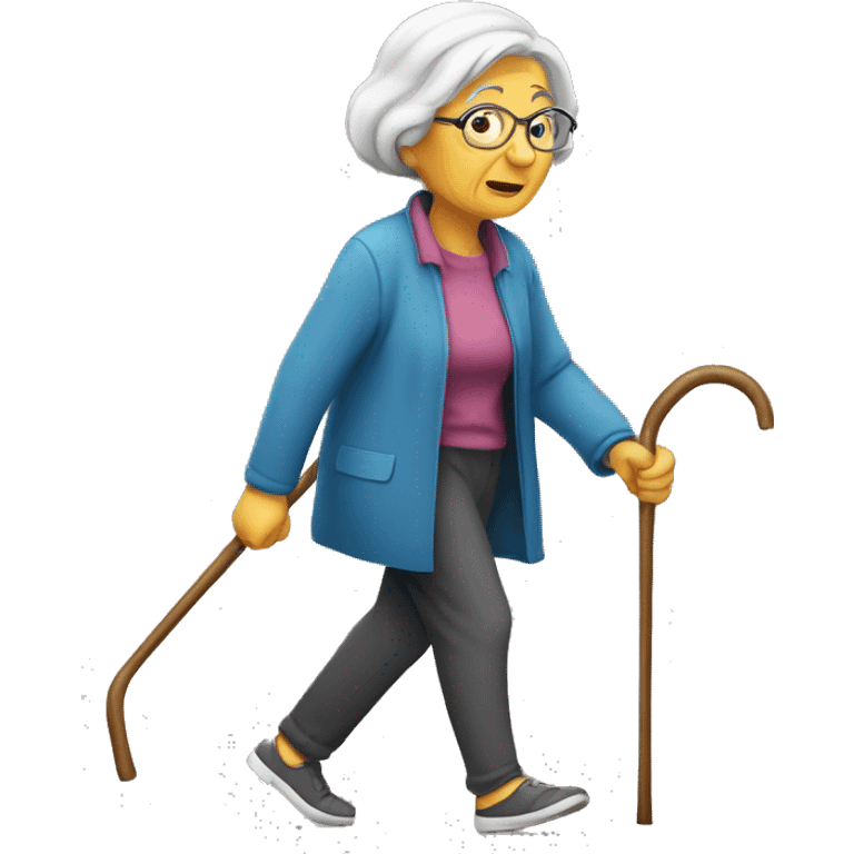 old woman walking with cane emoji