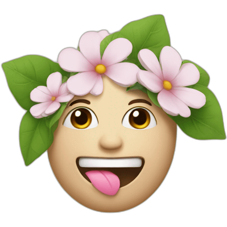 face with flower in mouth emoji