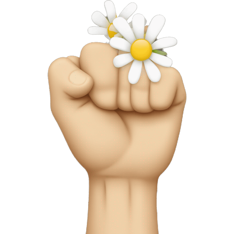 raised white fist with flower in fist emoji emoji