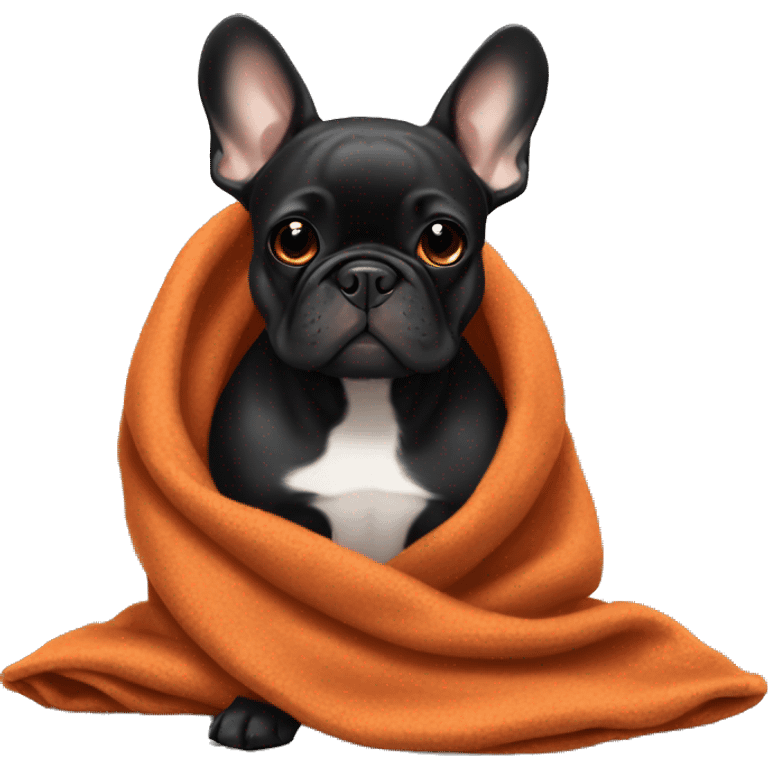 Black and tan frenchie with burnt orange blanket  emoji