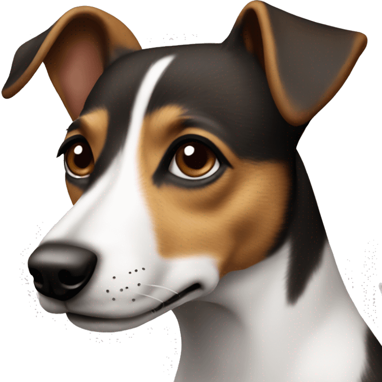 make a jack russel dog with brown face dark ears emoji