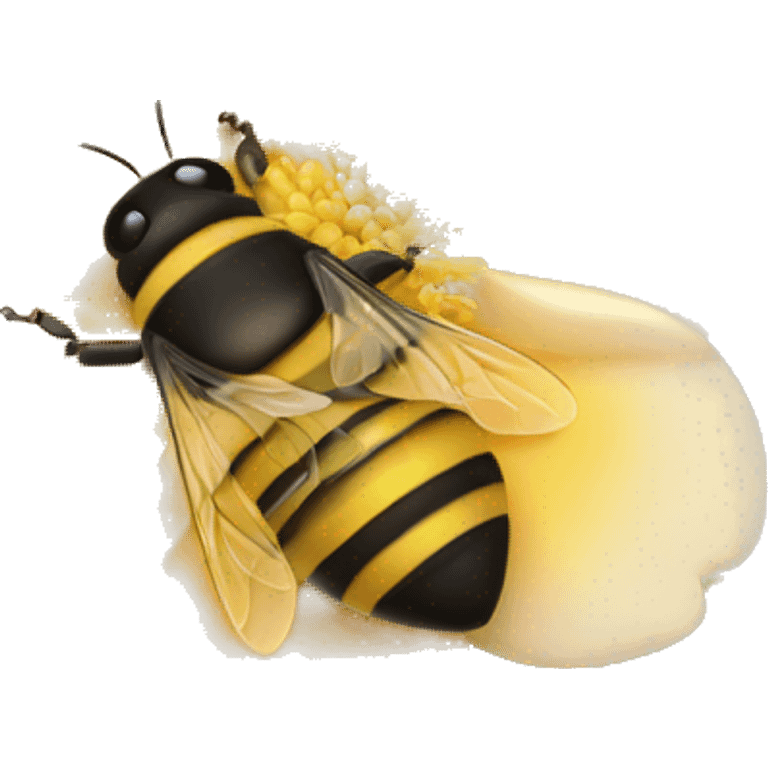 Abeille qui plrte une fleur rose emoji