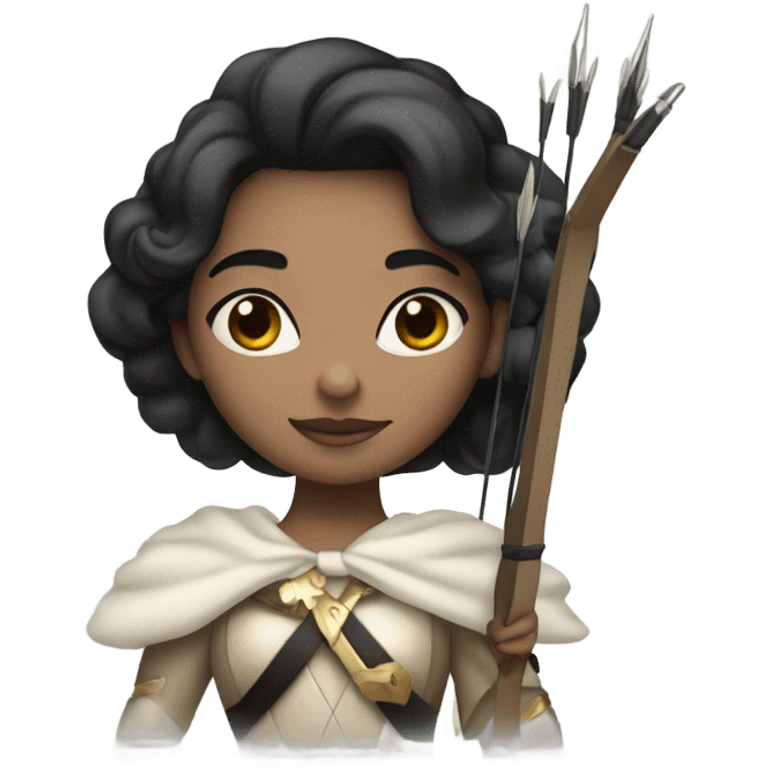 Clash royale the tower princess , white skin , black hair with bow and 3 arrows emoji