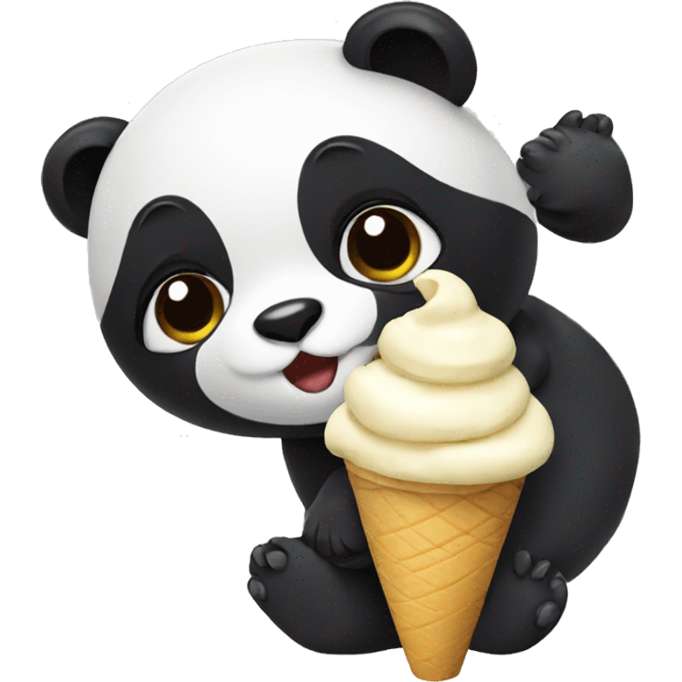 Panda eating ice cream emoji