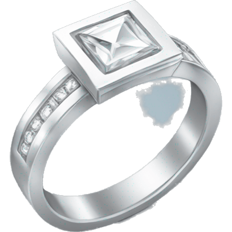 Silver square diamond wedding ring  emoji