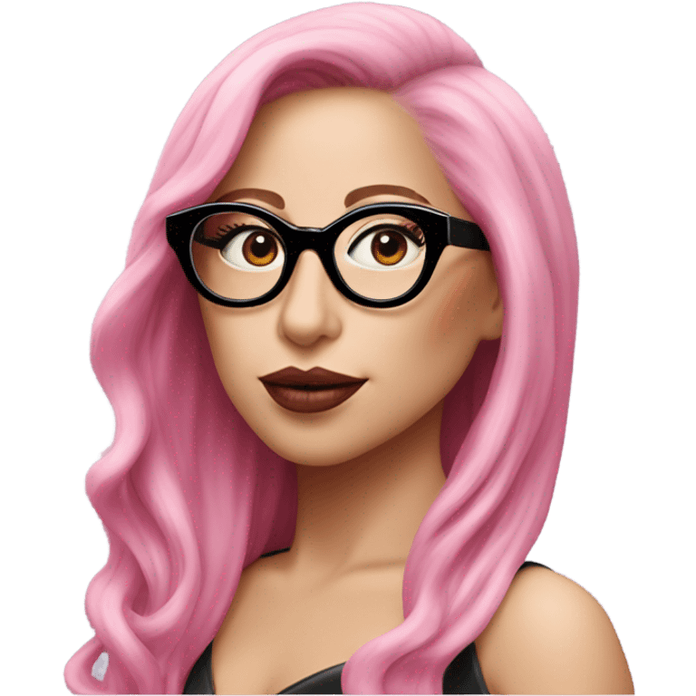 lady gaga pink hair pink lipstick wearing glasses  emoji