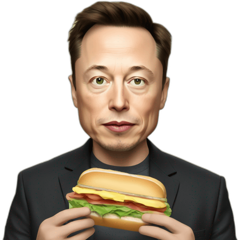 elon musk. eating sandwich filled with money emoji