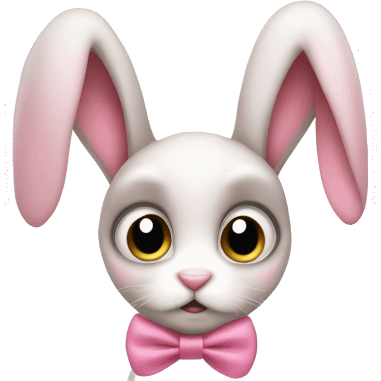 rabbit sad big eyes pink bow emoji