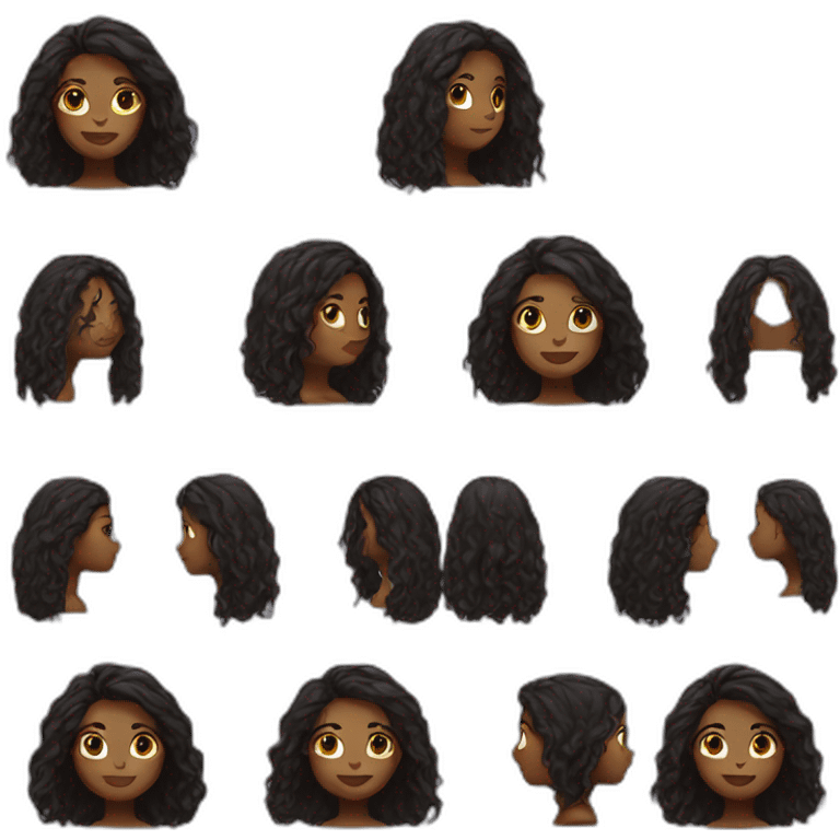 black woman with long hair emoji