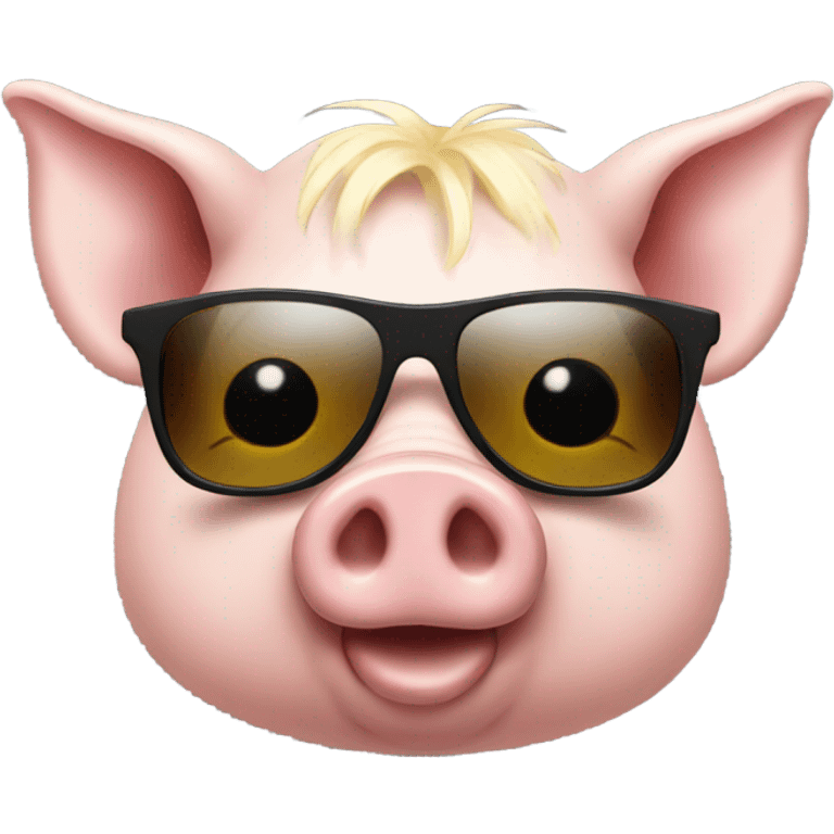 pig with sunglasses and a blond emoji