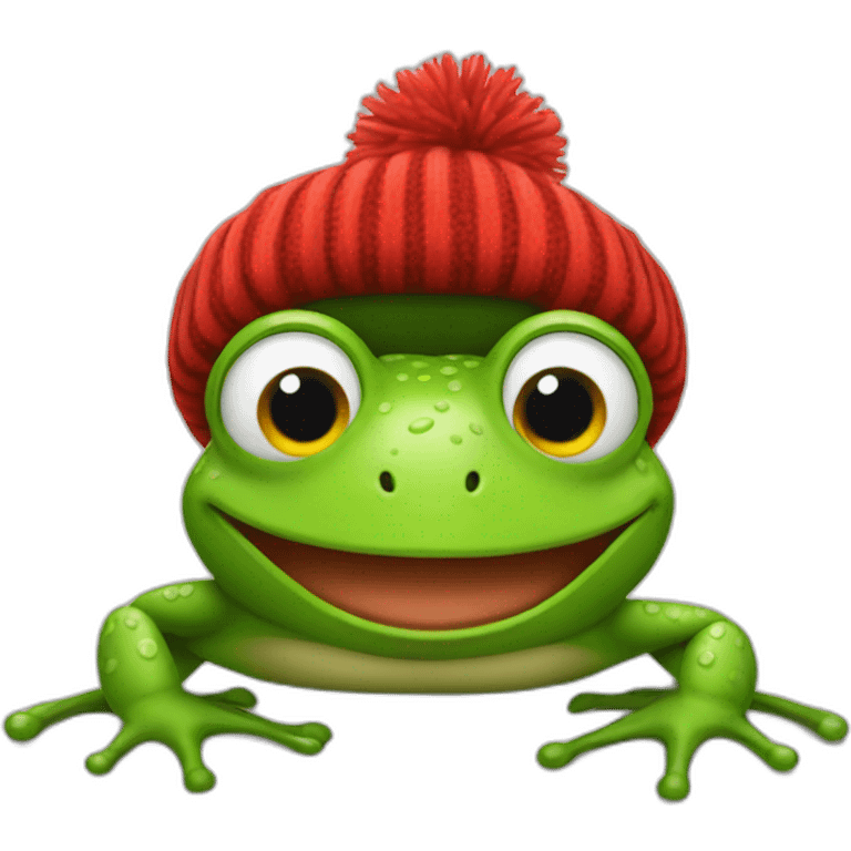 frogy wearing red bobble beany emoji