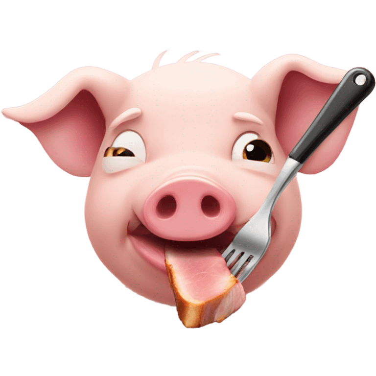 Pig eating a pork chop emoji