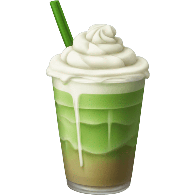 iced matcha latte with sweet cream cold foam emoji