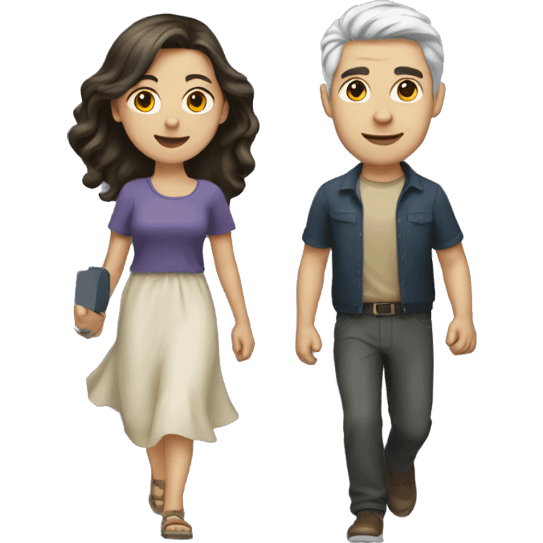 man dark hair-and-woman light hair-walking emoji