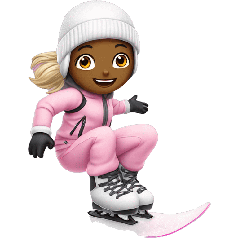 Light pink snowboarder girl on sparkle snow ￼ emoji