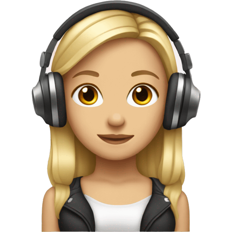 blonde dj girl straight hair with headphones emoji emoji