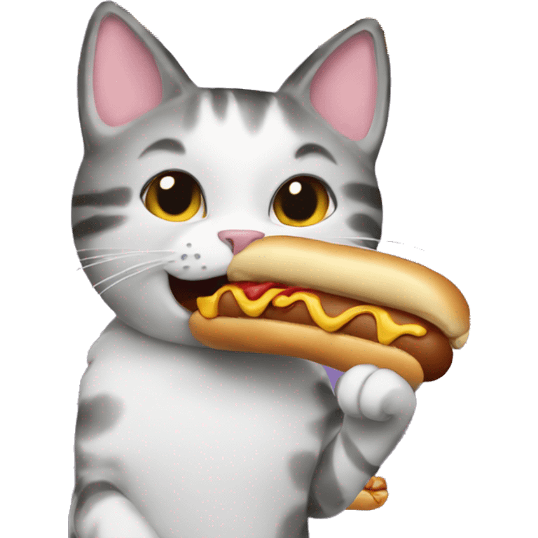 Cat eating a hotdog  emoji