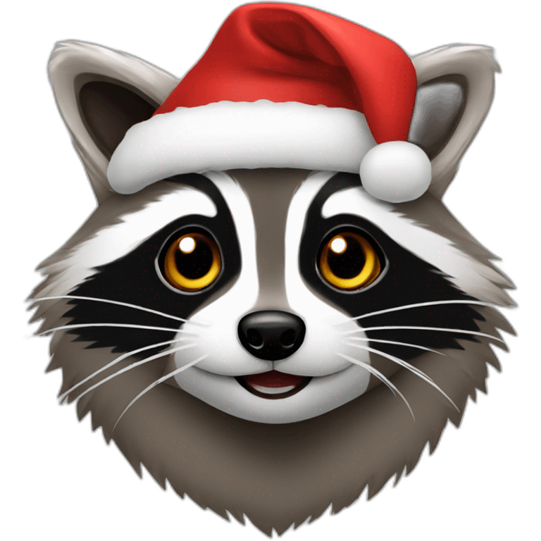 Raccoon with christmas hat emoji