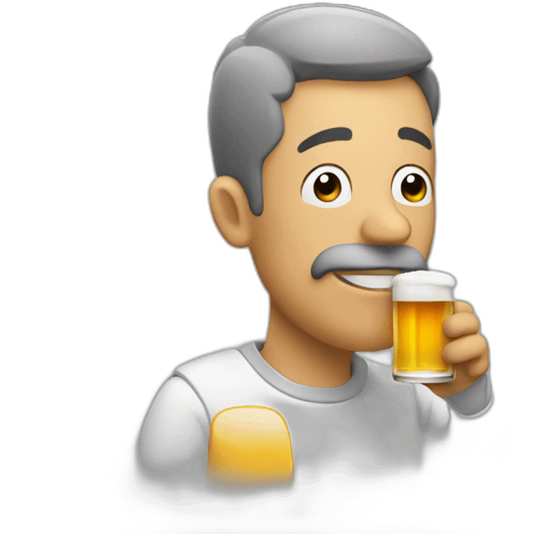 Man with smoke coming from nose holding a beer emoji