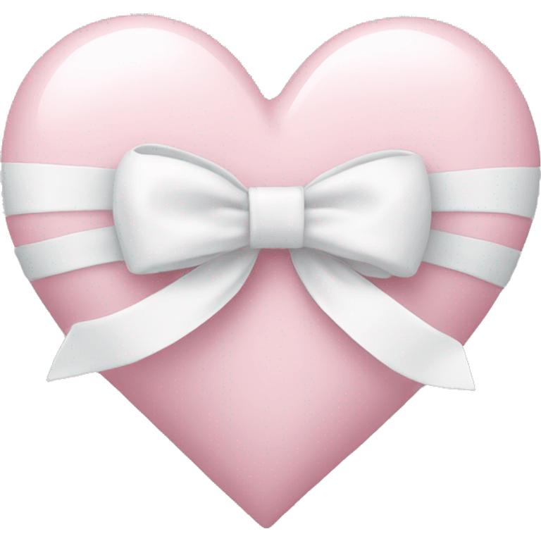 Pastel pink heart with white bow emoji