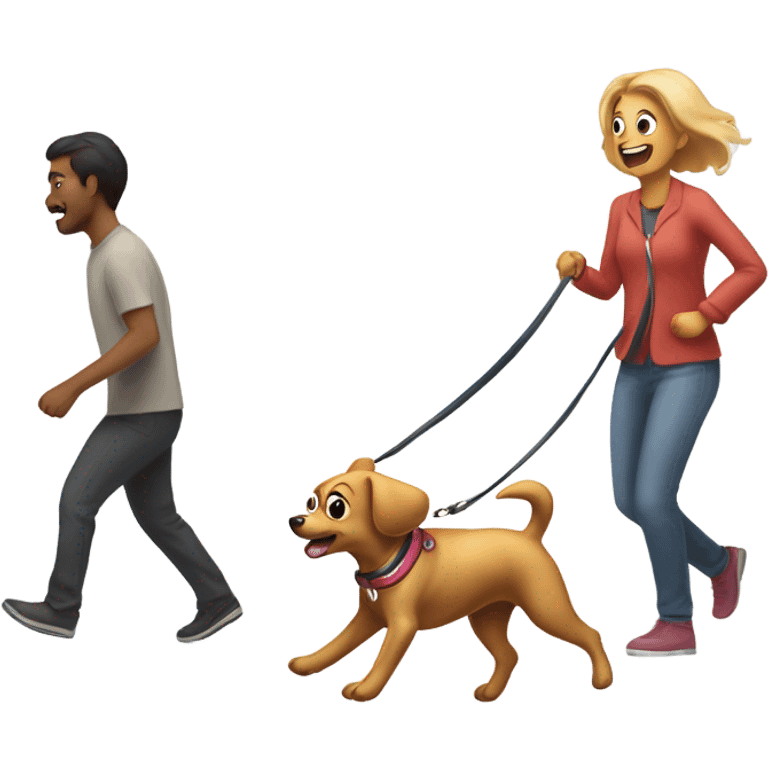 Super tiny dog dragging owner fast on leash  emoji