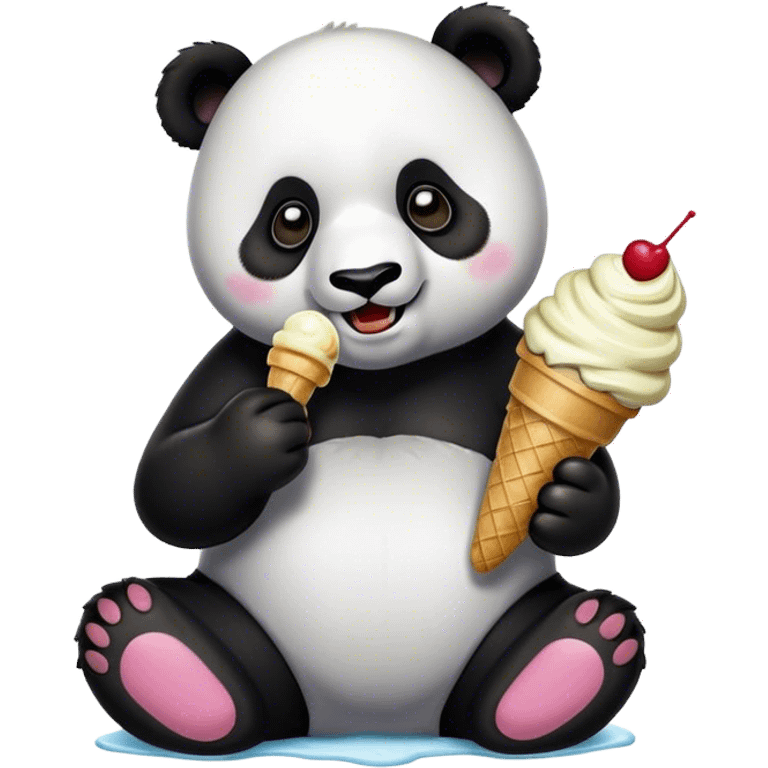 Panda eating ice cream emoji