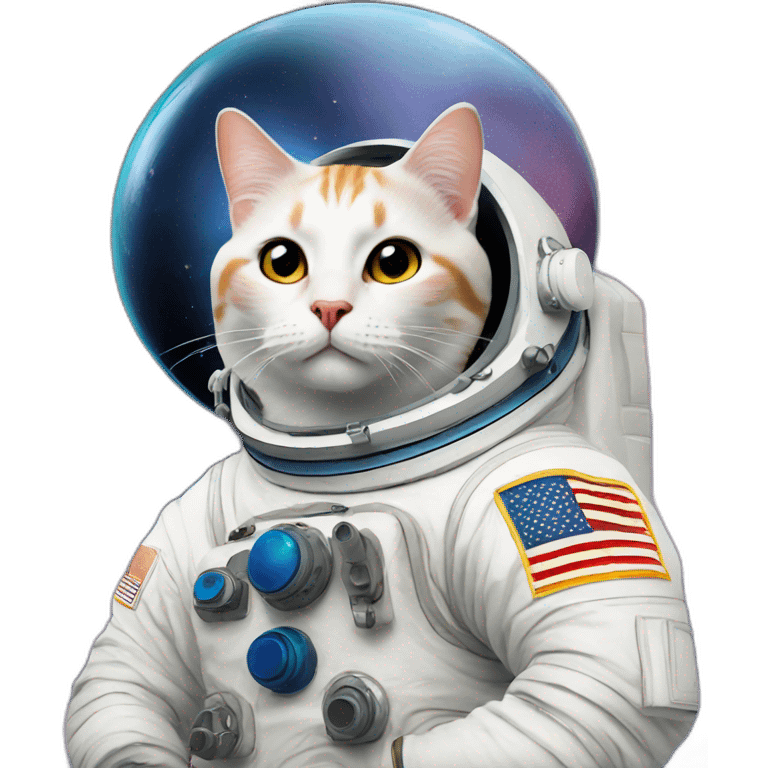 Astronaute cat with Space background emoji