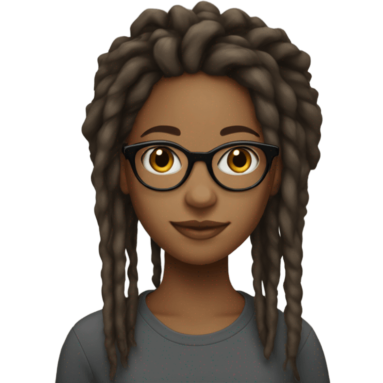 black girl teenager with locs and glasses emoji