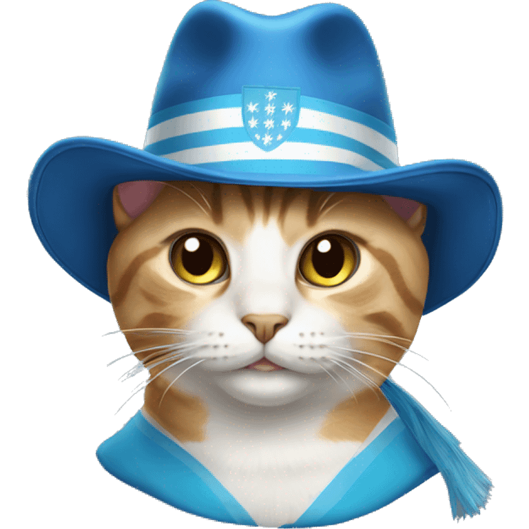 Cat wearing Argentina pride hat emoji